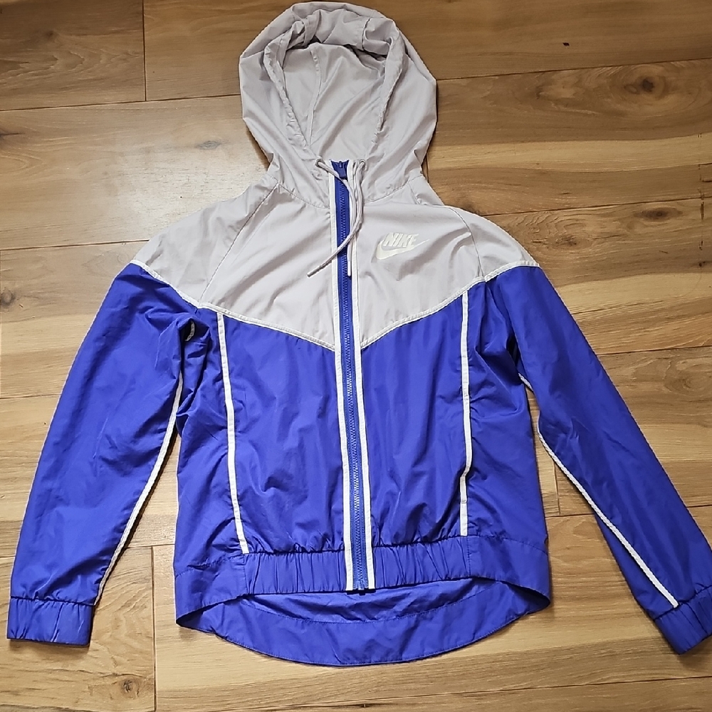 Nike Blue and White Hooded Jacket